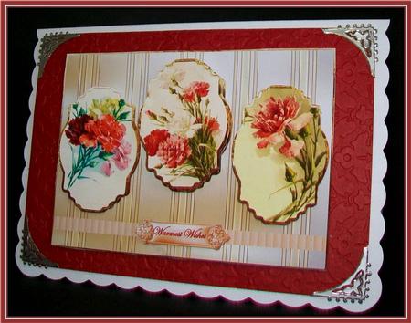 Carnation Panel Card with Toppers by Rae Trees