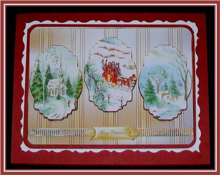 Church Coach and Deer Panel Card with Toppers by Rae Trees