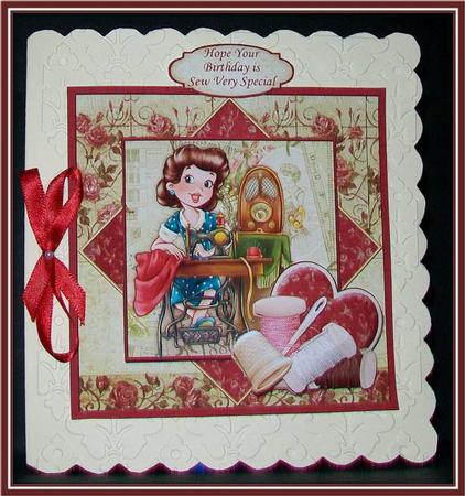 Vintage Seamstress Card Topper & Decoupage by Rae Trees