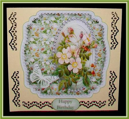 Shabby Chic Wild Roses Shaped Card by Rae Trees