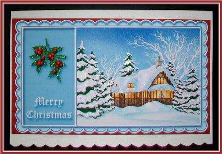 Christmas House Card A4 by Rae Trees