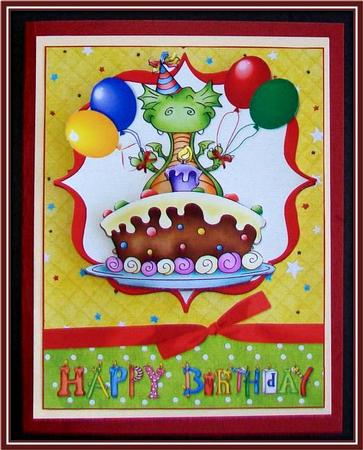 The Birthday Dragon for Boy or Girl Quick Card by Rae Trees