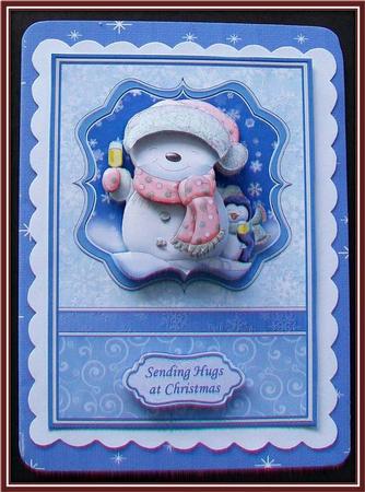 Christmas Cheer Blue Card Topper & Decoupage by Rae Trees