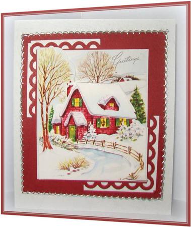 Christmas Vintage House Easy Cut Decoupage by Rae Trees