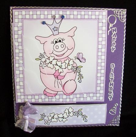 Princess Piggywig Quick Card with Wavy Corner Side Stacker by Rae Trees