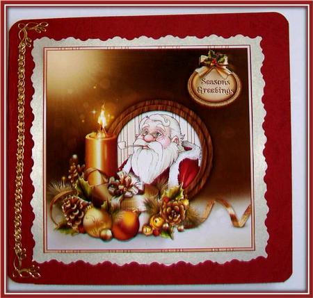 Santa's Christmas Portrait Card Front, Topper and Decoupage by Rae Trees