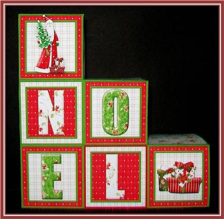 Christmas Noel Blocks Card 5 Sheet Full Kit by Rae Trees