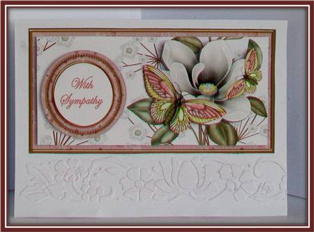 Pink Butterfly with Sympathy Dl Decoupage Topper by Rae Trees