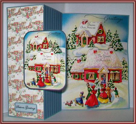 Christmas with Friends No Hole Fold Back Card by Rae Trees