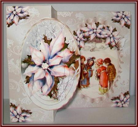 No Holes Fold Card the Pink Poinsettia by Rae Trees