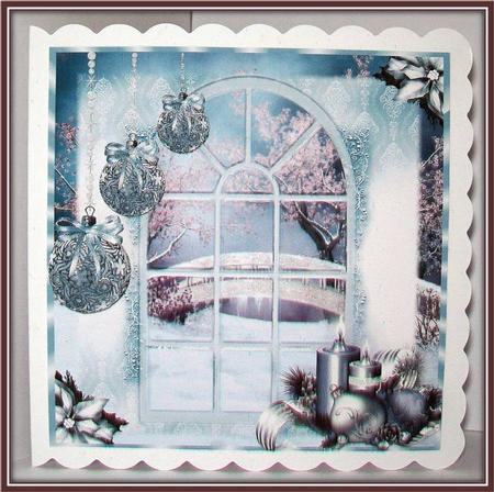 Blue Blue Christmas Window Topper by Rae Trees