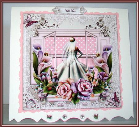 The Bride Window Box Card Front by Rae Trees
