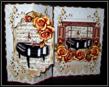 The Piano Room Window Box No Holes Fold Card by Rae Trees