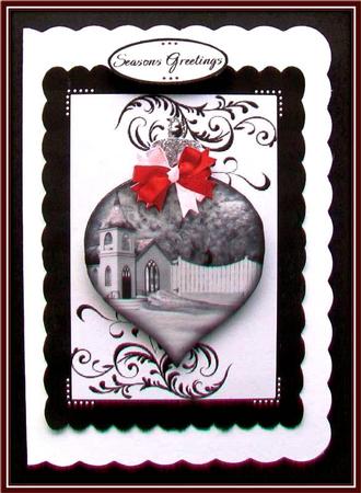 Black and White Collection Christmas Scene 3 by Rae Trees