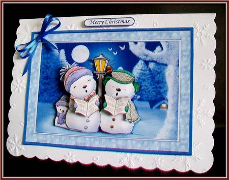 Merry Snowmen Christmas Card Topper & Decoupage by Rae Trees