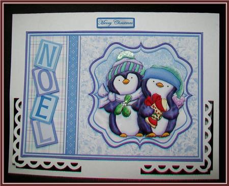 Penguins Fishy Present Christmas Topper & Decoupage by Rae Trees