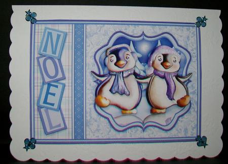 Dancing Penguins Christmas Card Topper & Decoupage by Rae Trees