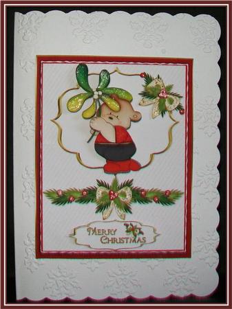 Shy Bear with Mistletoe by Rae Trees