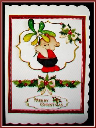 Shy Bear with Mistletoe Quick Card by Rae Trees