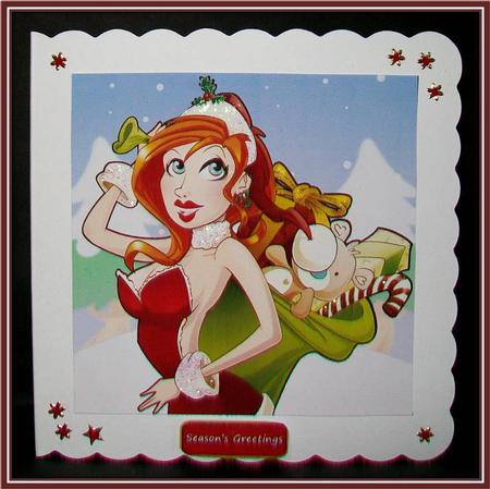 Sexy Mrs Santa Claus 8x8 Quick Card by Rae Trees