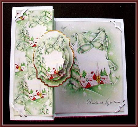 Vintage Christmas Bells No Hole Fold Back Card by Rae Trees