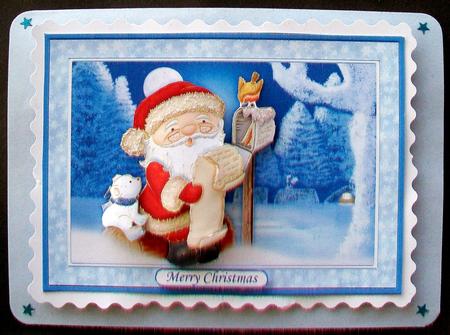 Santa's Post Christmas Card Topper & Decoupage by Rae Trees