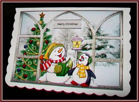 Singing in the Lamplight Card with Decoupage by Rae Trees