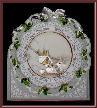 Ice Church Wish U Happy Christmas 3D Picture Doily C & E Kit by Rae Trees