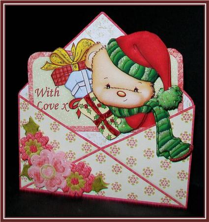 Christmas Bear Envelope Peeper Card Mini Kit by Rae Trees