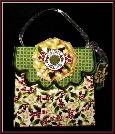 Handbag Gift Box Holly and Mistletoe by Rae Trees
