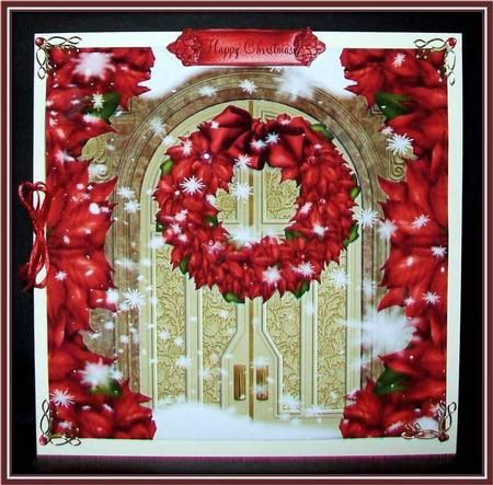 Gorgeous Snowy Red Poinsettia Wreath Door by Rae Trees