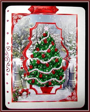 Christmas Tree Pyramid Card Front by Rae Trees