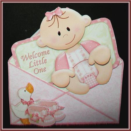 New Baby Girl Envelope Peeper Card 2 Sheet Mini Kit by Rae Trees