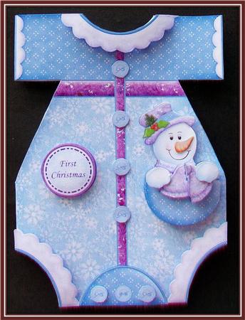 First Christmas Snowman Romper Shaped Card Mini Kit by Rae Trees