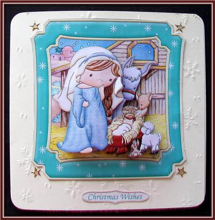 Izzy's Nativity Christmas Card Topper & Decoupage by Rae Trees