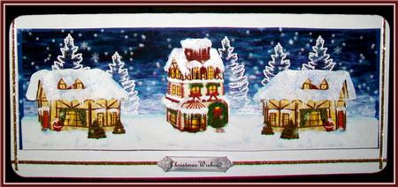 Large Dl Card Christmas Houses by Rae Trees
