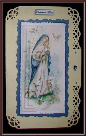 Mother and Baby Jesus Dl Card with Triangle Pyramid by Rae Trees