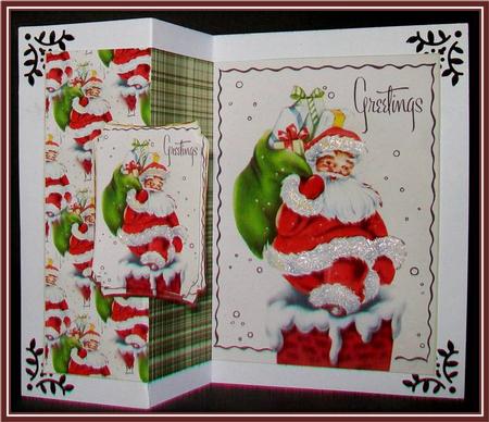 Santa with His Sack of Toys No Hole Fold Back Card by Rae Trees