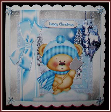 Shoveling Snow Ted Christmas Topper by Rae Trees