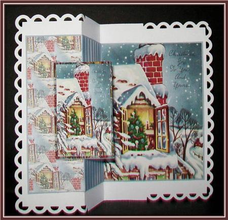 Christmas Tree in the Window No Hole Fold Back Card by Rae Trees