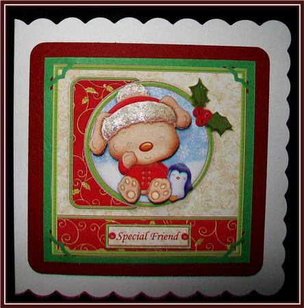 Mutt's Winter Friend Christmas Card Topper & Decoupage by Rae Trees