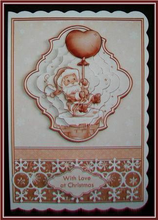 Santa Drops in Christmas Card Topper & Pyramage by Rae Trees
