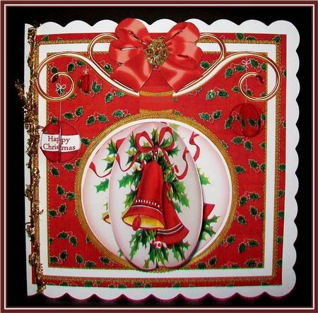Christmas Bells Red 3D Bauble 8in Card Front Mini Kit by Rae Trees
