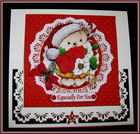 Teds Christmas Basket Red by Rae Trees