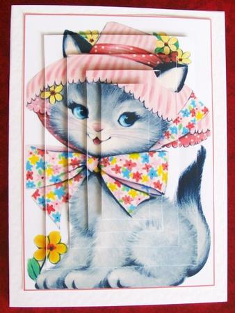 Easter Kitten - Pyramid Card by Rae Trees