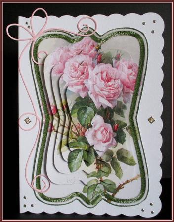 Beautiful Painted Pink Roses Shaped Card Mini Kit by Rae Trees