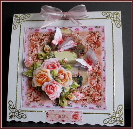 Stunning Glowing Roses Card Front Kit by Rae Trees