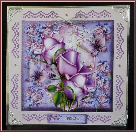 Lavender Rose Flutters Card Front Kit by Rae Trees