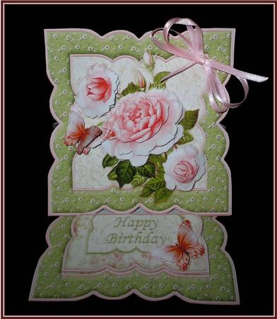 Pink Rose Easel Card Kit & Decoupage by Rae Trees