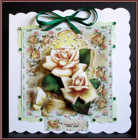 Beautiful Antique Roses Topper for 6x6 Cards by Rae Trees
